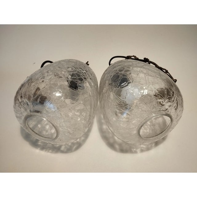 Vintage Venetian Pendant Lamps with Ice Glass, 1950s, Set of 2 For Sale - Image 6 of 7