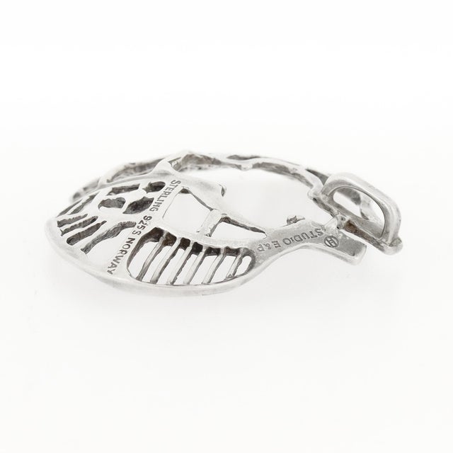 Vintage Studio Else & Paul Scandanavian Modern Sterling Silver Necklace Pendant For Sale - Image 11 of 12