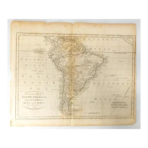 18th Century Engraved Print "An Accurate Map of South America" by Thomas Bowen