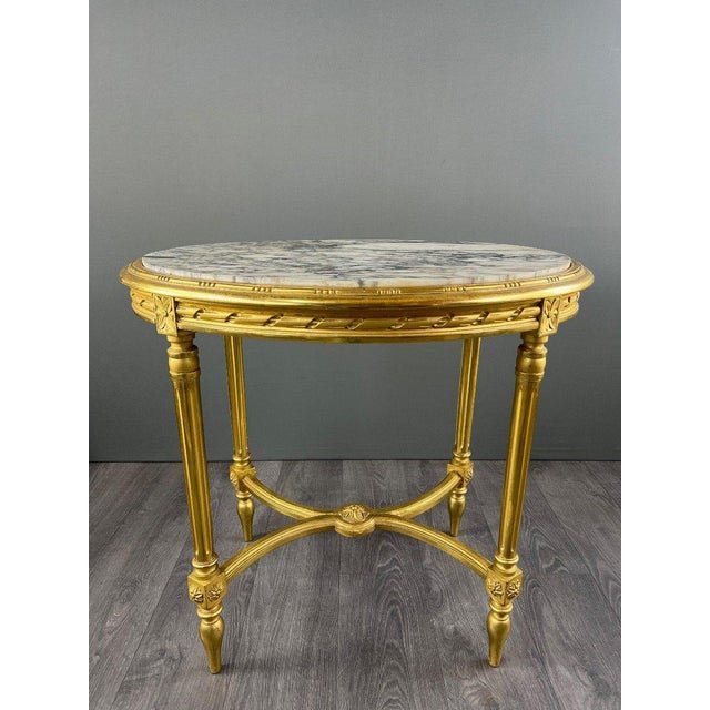 19th Century Louis XVI Giltwood Pedestal Table For Sale - Image 6 of 9