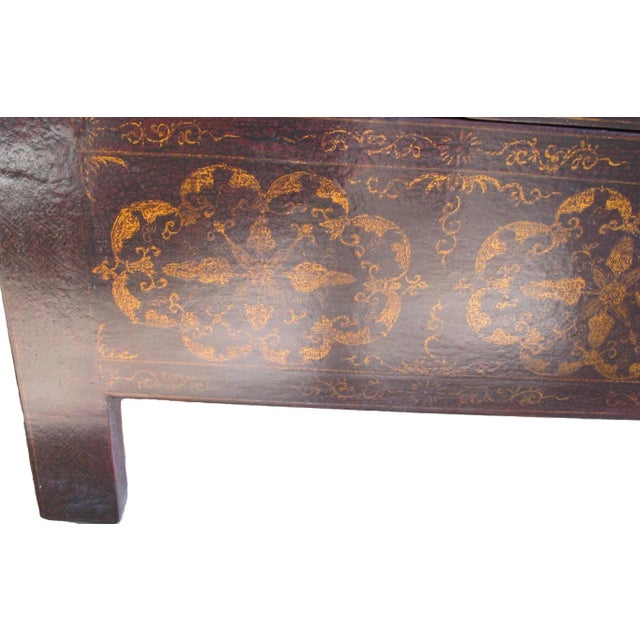 1900 - 1909 Asian Elm Cabinet With Painted Panel Doors For Sale - Image 9 of 12