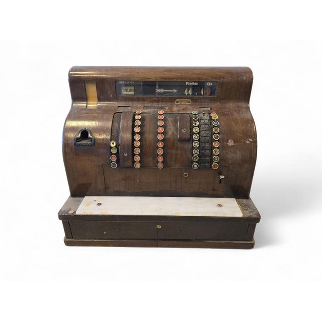Mid-Century Red Painted Brass Cash Register from National, 1960s For Sale - Image 6 of 14
