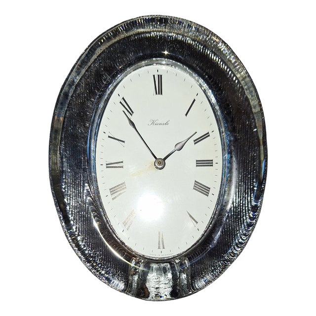 Vintage German Table Clock with Glass Case and White Metal Dial from Kienzle, 1970s For Sale