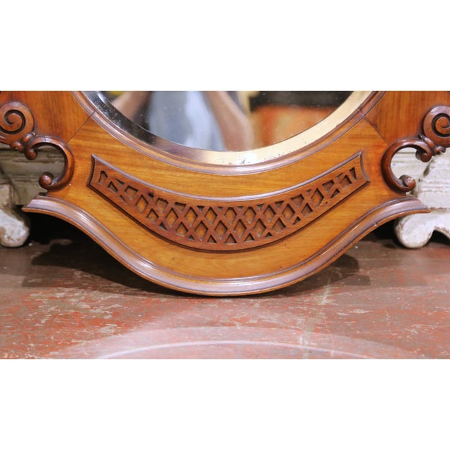 Wood 19th Century English Rococo Carved Walnut Wall Mirror With Beveled Glass For Sale - Image 7 of 8