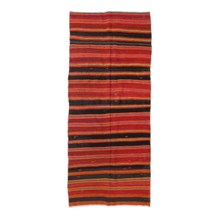 Vintage Striped Turkish Kilim Rug - 5`5" X 10`0" For Sale