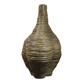 Monumental Surrealist Hand Coiled Glazed Ceramic Vessel For Sale