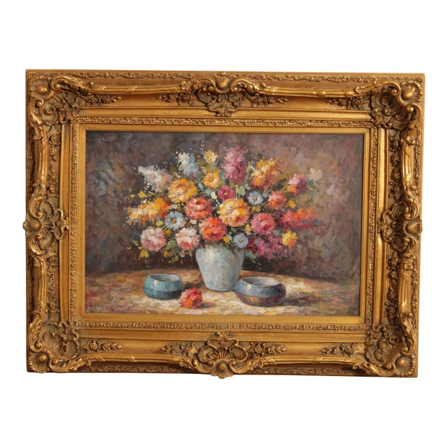 Impressionist Painted Floral Still Life, Signed 'T. Denver' For Sale