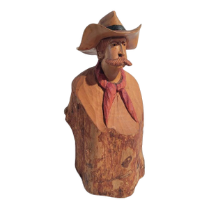 Hand Carved Cowboy One Piece of Wood