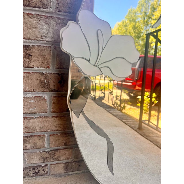 Silver Vintage 1990 David Marshall Designer Wall Mirror Hummingbird Floral 29.5× 39.5 For Sale - Image 8 of 8