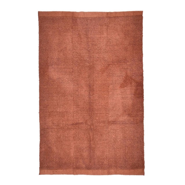 1950s Turkish Handloom Home Living Terracota Rug For Sale