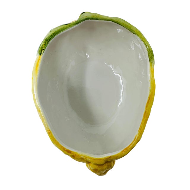 Ceramic Vintage Vietri Hand-Painted Ceramic Lemon Dish - Made in Italy For Sale - Image 7 of 10