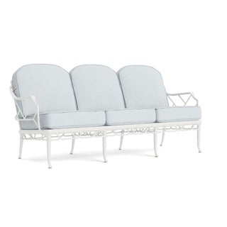 Brown Jordan Calcutta Sofa in Chalk with Artic Stripe Cushions For Sale