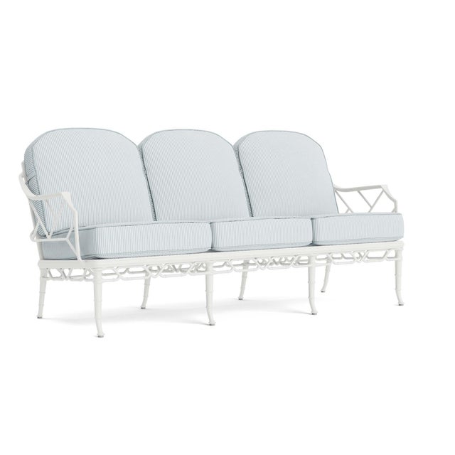 Brown Jordan Calcutta Sofa in Chalk with Artic Stripe Cushions For Sale