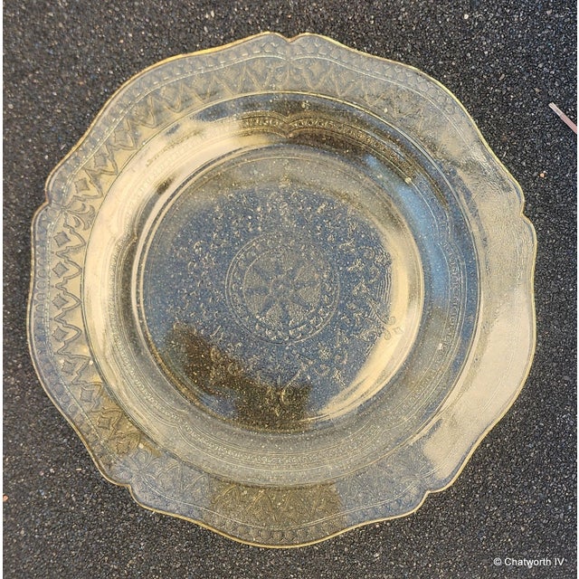 Amber 1930s Art-Deco Federal Glass Co Depression Era Amber Spoke Patrician Luncheon Plates - 8 pcs For Sale - Image 8 of 8