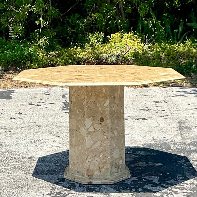 Late 20th Century Late 20th Century Vintage Italian Octagon Stone Center Table For Sale - Image 5 of 8