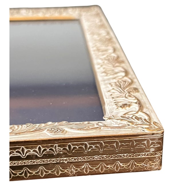 Vintage Large Ivory & Gold Brass Picture Frame With Embossed Acanthus Leaf Motif – 8" X 10" For Sale In Jacksonville, FL - Image 6 of 11
