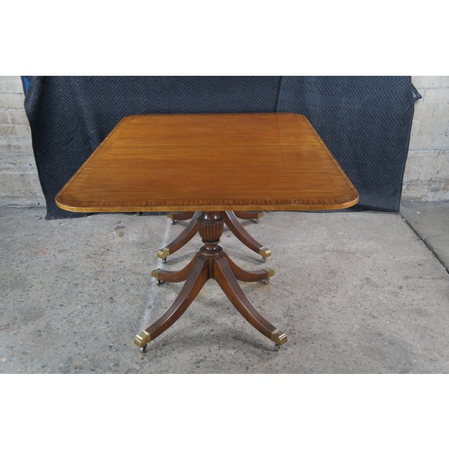 Late 20th Century Baker Satinwood & Mahogany English Regency Duncan Phyfe Style Dining Table 122" For Sale - Image 11 of 18