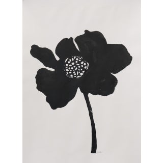 Ink + Petals 1 — Contemporary Black + White Floral Abstract — Fine Art by Mary Elizabeth Marvin For Sale