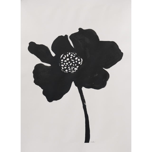 Ink + Petals 1 — Contemporary Black + White Floral Abstract — Fine Art by Mary Elizabeth Marvin For Sale