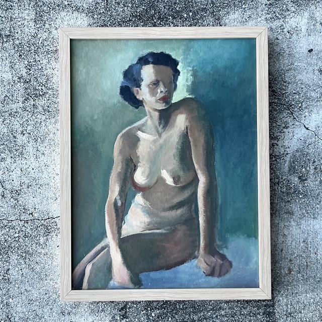 Mid 20th Century Vintage Original Nude Portrait Oil in Canvas For Sale - Image 5 of 12