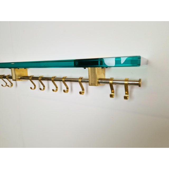 Brass and Glass R14G Wall-Mounted Coat Rack from Peter Ghyczy, 1980s For Sale - Image 16 of 18