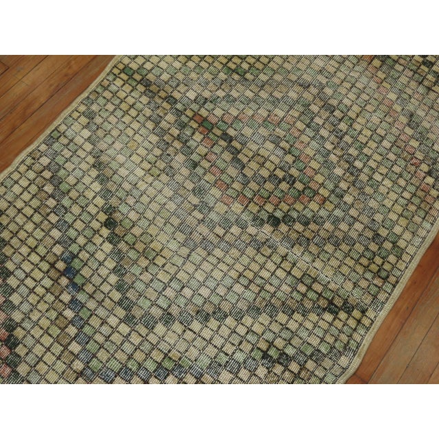 Ivory Mid 20th Century Zabihi Collection Turkish Deco Rug For Sale - Image 8 of 9