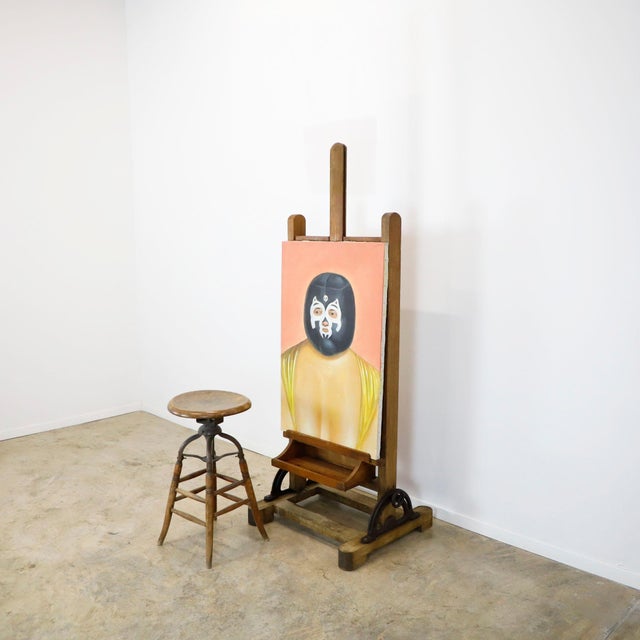 Mexican Early 1950 Wood Adjustable Artist Easel For Sale - Image 17 of 17