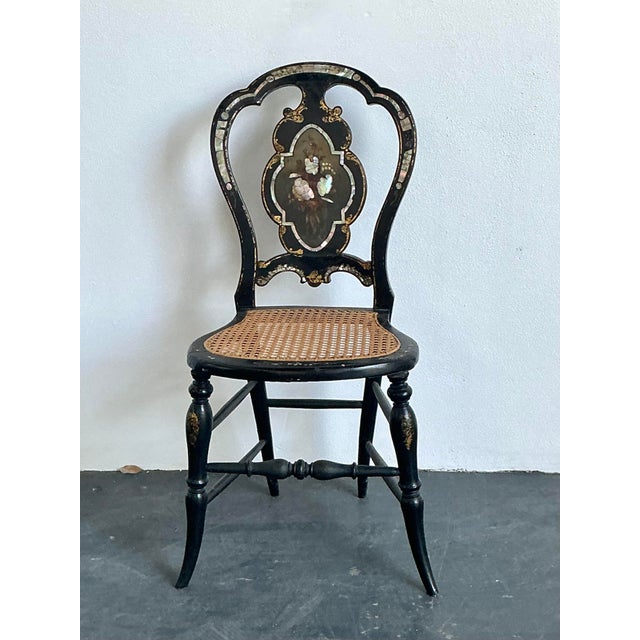 Vintage Paper Mache Inlay Chair For Sale - Image 11 of 12