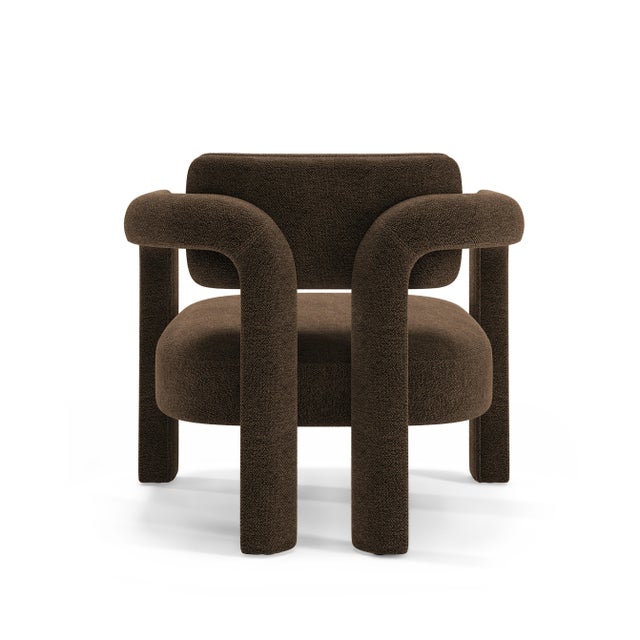 Contemporary Double Arch Armchair in Brown Chenille from Insidherland For Sale - Image 3 of 10