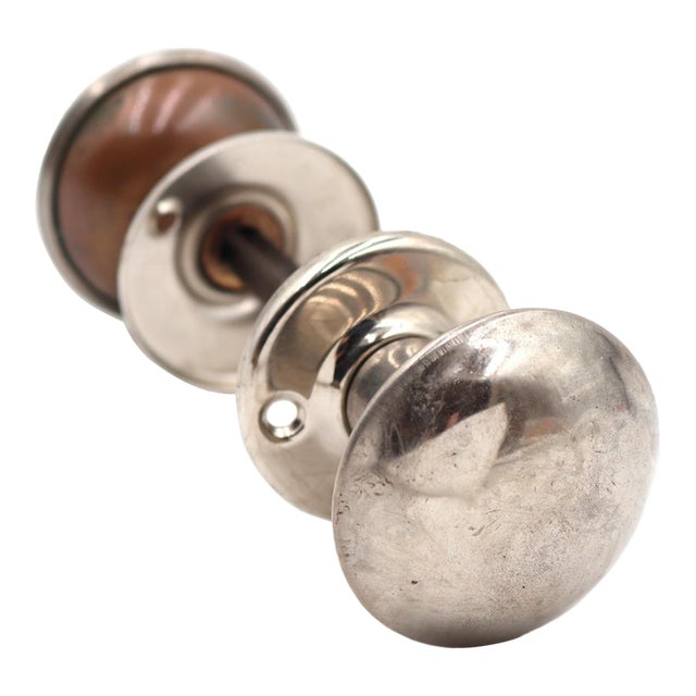 Vintage 2.25 In. Polished Nickel Passage Door Knob Set For Sale