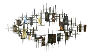 Mid 20th Century Brutalist Nail Metal Wall Sculpture by Ray H. Berger
