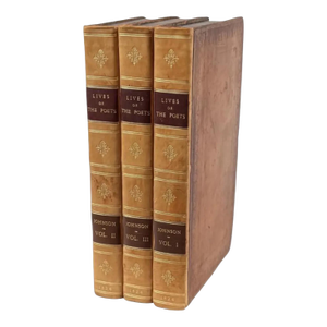 Fine Leather Bindings - Samuel Johnson "Lives of Most Eminent Poets" - Books Published 1824 - 3 Volumes