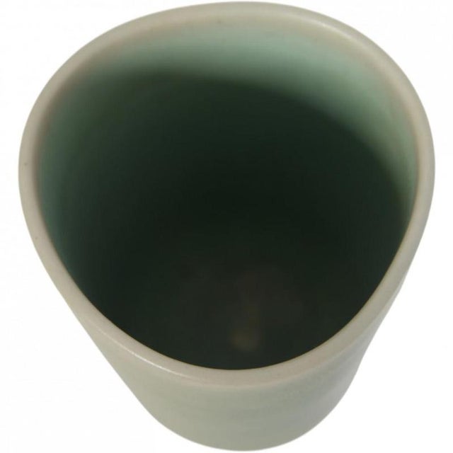 Saxbo vase marked on the bottom no. 114 green glaze, Ø: 9 cm H: 14 cm.