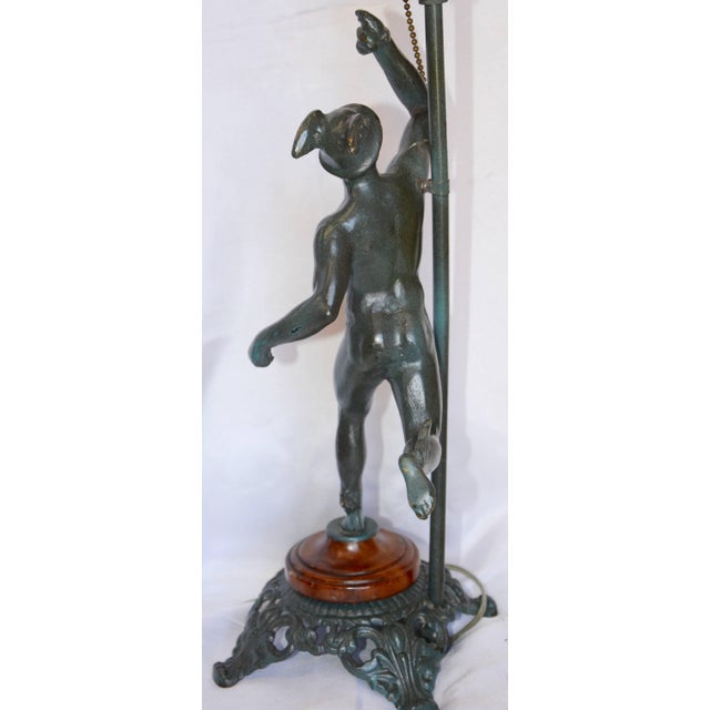 Art Deco Running Mercury Man Lamp With Flame Shade For Sale - Image 11 of 13