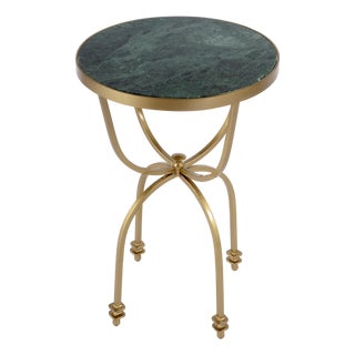 Hager 16 in. W Round Marble & Metal Side Table, Green Marble For Sale