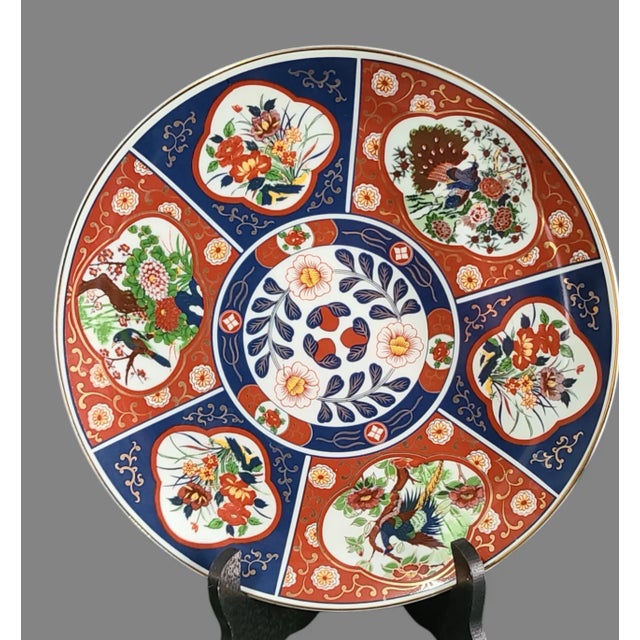 Imari Porcelain Vintage Japanese Porcelain Colorful Floral Imari Platter, Marked For Sale - Image 4 of 10