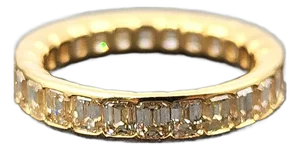 3.25 Ct Natural Yellow Emerald Cut Diamond Eternity Ring Size 7