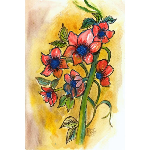 Watercolor Still Life Painting - Flores De Navidad For Sale