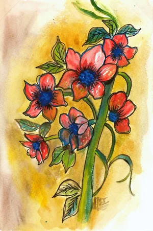 Watercolor Still Life Painting - Flores De Navidad