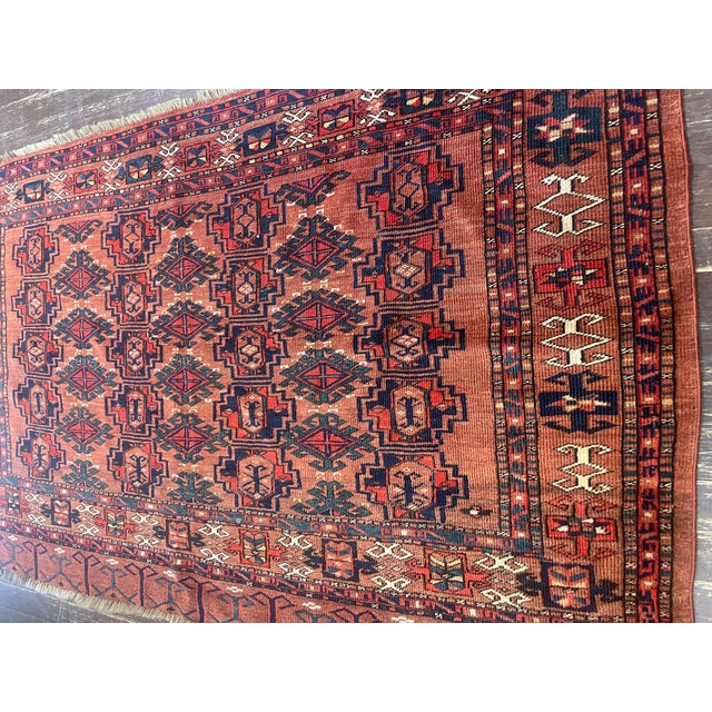 Red Antique Ersari Turkoman Rug 3'0" X 4'9" For Sale - Image 8 of 9