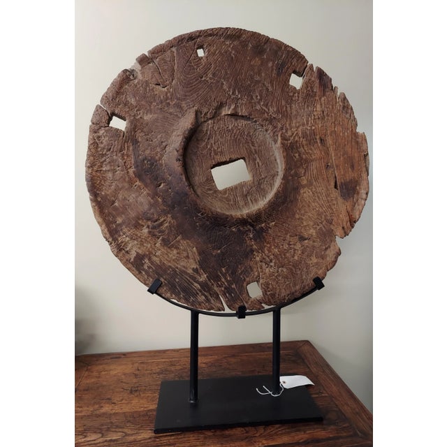 Antique 18th Century Chinese Oxcart Wagon Wheel For Sale - Image 10 of 10