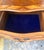 Burl Wood Nightstand Rococo Three Drawer Bombe Commode Blue Velvet Lining For Sale - Image 4 of 12