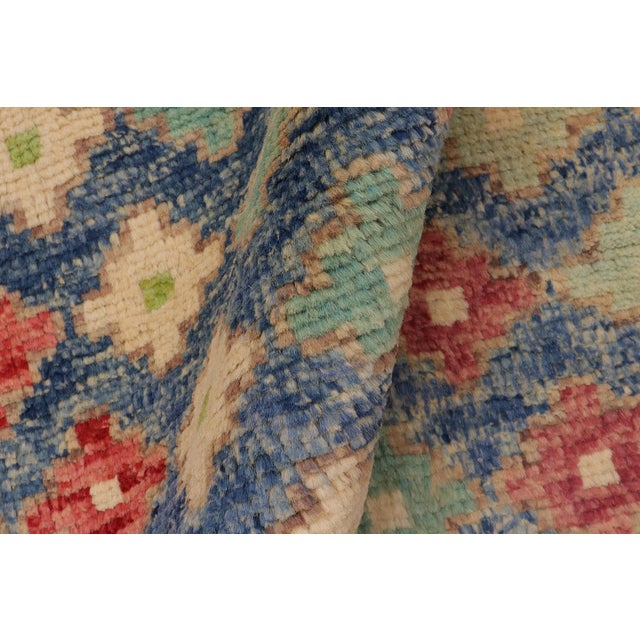 Blue Modern Balochi Blue/Red Wool Rug - 4'2''x6'1'' For Sale - Image 8 of 11