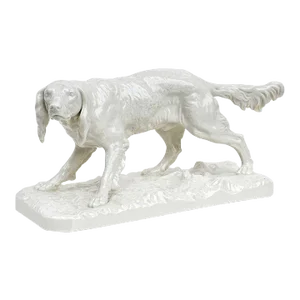 19th Century Nymphenburg Antique Blanc De Chine Porcelain English Setter Dog Figurine