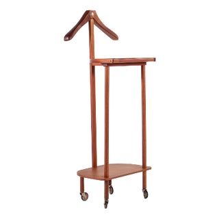 Mid-Century Modern Teak Gentlemans Valet Stand on Wheels, 1960s For Sale