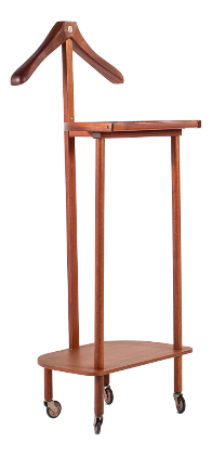 Mid-Century Modern Teak Gentlemans Valet Stand on Wheels, 1960s