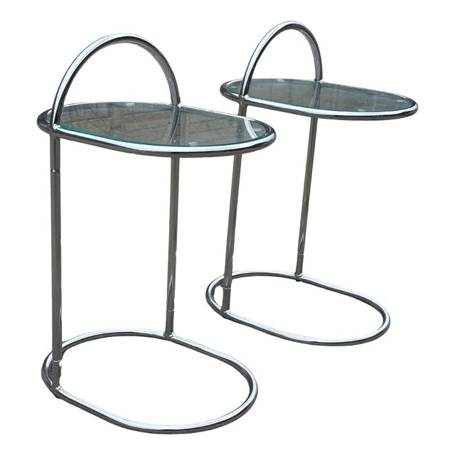 German Chrome and Glass Nightstands, 1981, Set of 2 For Sale