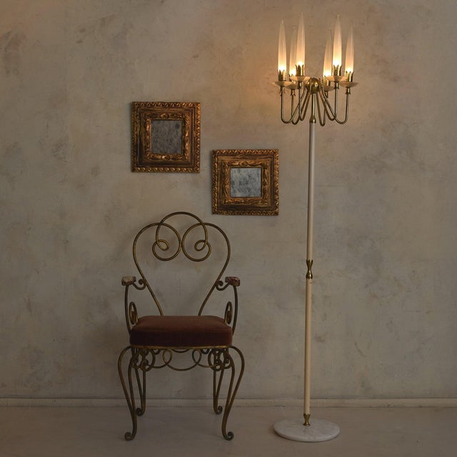 1953 Italian Brass + Opaline Glass Floor Lamp by Angelo Lelii for Arredoluce For Sale - Image 13 of 13