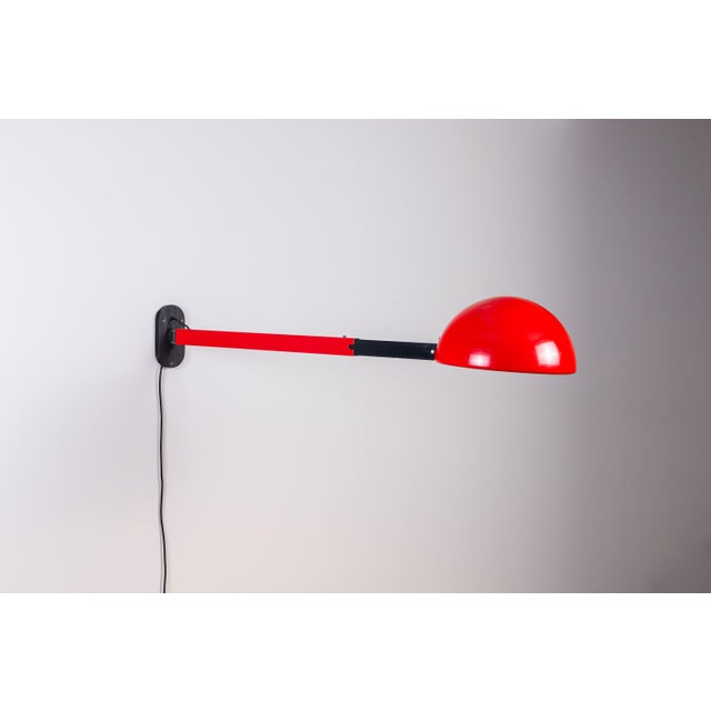 Postmodern Extendable Wall Lamp in Red Metal, 1970s For Sale - Image 6 of 14