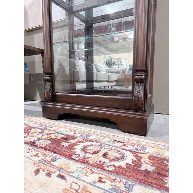 Late 20th Century Howard Miller Cherry Curio Display Cabinet For Sale - Image 9 of 11